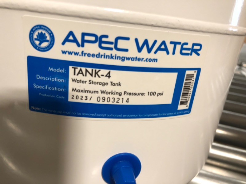 Photo 3 of APEC Water Systems TANK-4 4 Gallon Residential Pre-Pressurized Reverse Osmosis Water Storage Tank