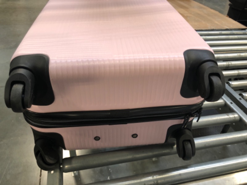 Photo 4 of American Tourister Stratum XLT Expandable Hardside Luggage with Spinner Wheels, Pink Blush, Checked-Medium 24-Inch Checked-Medium 24-Inch Petal Pink