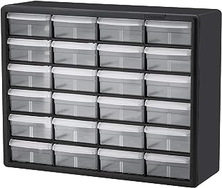 Photo 1 of Akro-Mils 10124, 24 Drawer Plastic Parts Storage Hardware and Craft Cabinet, 20-Inch W x 6-Inch D x 16-Inch H, Black