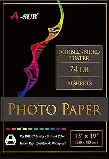 Photo 1 of A-SUB Premium Double Sided Photo Paper Luster 13 x 19 Inch 74lb for Inkjet Printers 40 Sheets