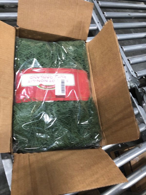 Photo 1 of 50Ft Christmas Green Garland for Christmas Decorations-Greenery Garland Table Mantle Background Wall Room Dec for Outdoor Indoor Use-Premium Quality Home Garden Artificial Greenery or Wedding Party