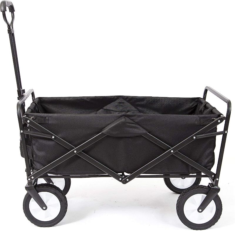Photo 1 of ALEEIK Folding Trolley Cart Heavy Duty Trolley Wagon Multi-Function Shopping Cart for Outdoor Camping Beach Pull Truck with 4 Wheels (Color : Black)