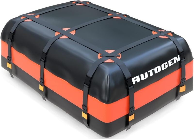 Photo 1 of AUTOGEN Car Rooftop Cargo Carrier Bag, 21 Cubic Feet Waterproof Roof Top Luggage Bag with Anti-Slip Mat, Rainproof Zipper & 6 Door Hooks, Anti-Tear 900D PVC for All Vehicle with/Without Rack
