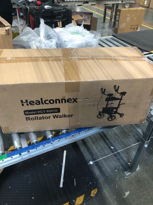 Photo 2 of Healconnex Upright Rollator Walkers for Seniors- Stand up Rolling Walker with Seats and 10" Wheels, Padded Armrest and Backrest,Tall Rolling Mobility Aid with Basket, Foam Handle to Stand up Blue