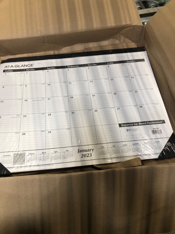 Photo 1 of AT-A-GLANCE 2023 Desk Calendar, Desk Pad, 21-3/4" x 17", Large, Ruled Blocks, Monthly (SK2400) 1 Count 2023 New Edition Calendar