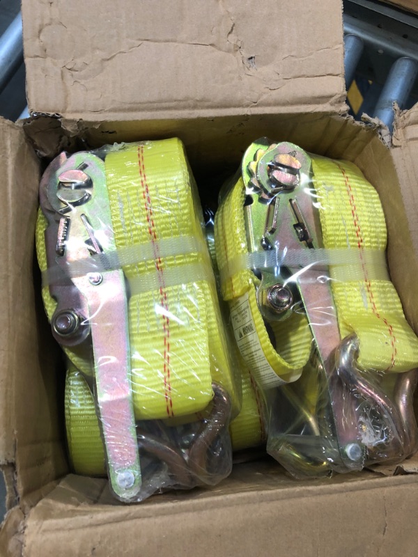 Photo 3 of 4 Pack 2 Inch Ratchet Straps Heavy Duty 20ft Tie Down Straps Ratchet with Double J Hook, 10000 LBS Break Strength, Cargo Ratchet Straps for Moving, Truck, Trailers, Motorcycles, Kayaks, Car Roof