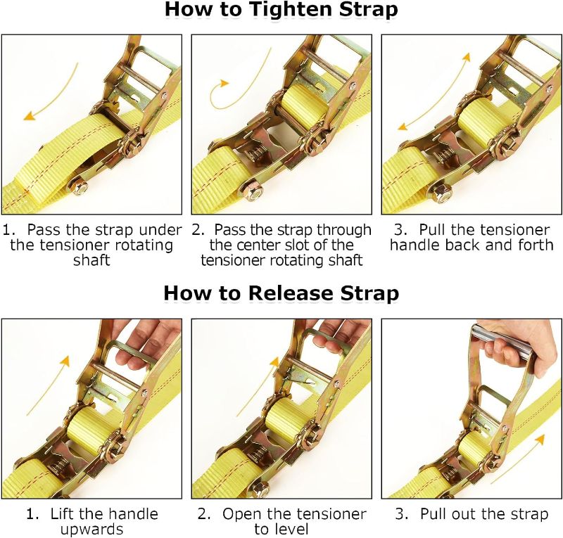 Photo 1 of 4 Pack 2 Inch Ratchet Straps Heavy Duty 20ft Tie Down Straps Ratchet with Double J Hook, 10000 LBS Break Strength, Cargo Ratchet Straps for Moving, Truck, Trailers, Motorcycles, Kayaks, Car Roof