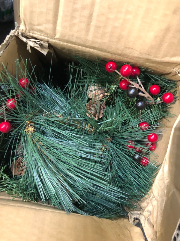 Photo 3 of 3FT Small Christmas Tree with 172 Branch Tips, Hand Needle, PE&PVC Mixed Mini Tree, Unlit Tabletop Artificial Xmas Trees with Cement Base Wrapped in Burlap (4.5 * 1.75”), Green 3FT-Unlit
