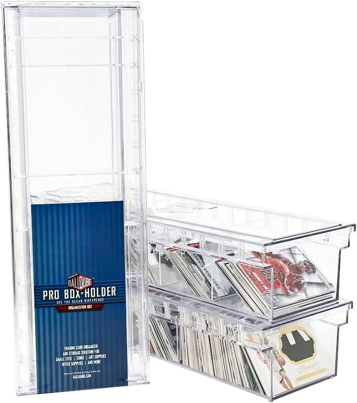 Photo 2 of  Trading Card Storage Box with Dividers Clear Stackable Storage Box with Dividers Card Boxes for Baseball Cards Trading Card Box for Football Cards Holds 800 Sports Cards
