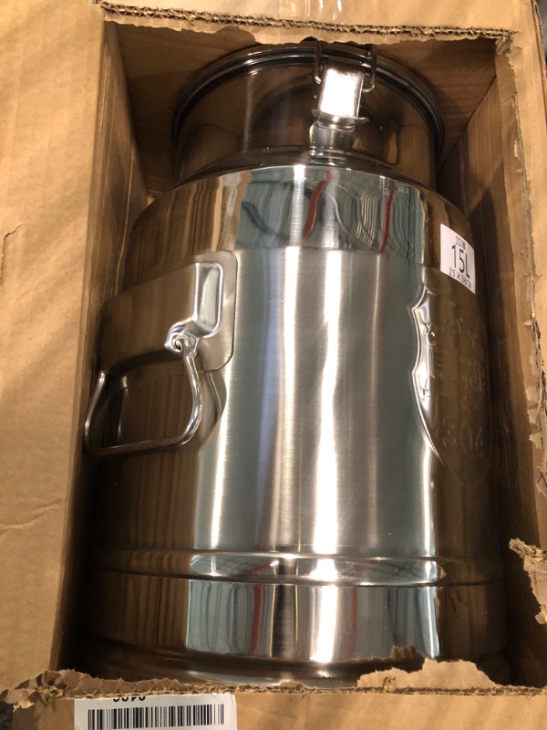 Photo 3 of 304 Stainless Steel Milk Can 15 Liter Milk Bucket, 4 Gallon Milk Can Tote Jug with Sealed Lid and Carry Handle