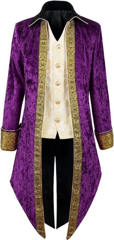 Photo 1 of NUBYYA Men's pirate costumes Renaissance medieval jacket Vampire Gothic costume