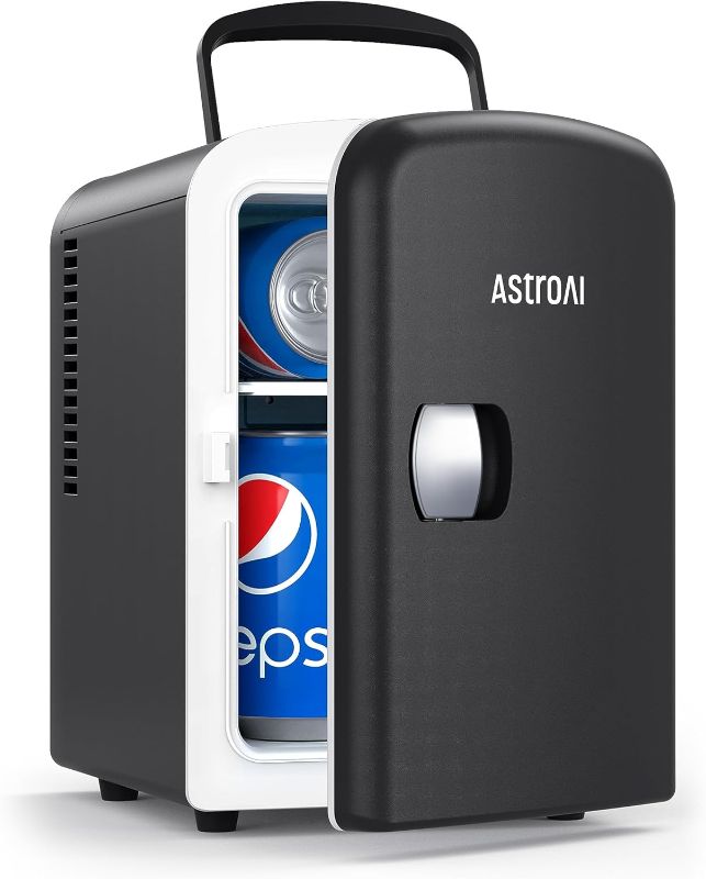 Photo 1 of AstroAI Mini Fridge, 4 Liter/6 Can AC/DC Portable Thermoelectric Cooler Refrigerators for Christmas's Day Gift, Skincare, Beverage, Food, Home, Office and Car, ETL Listed (LY0204A/Black)