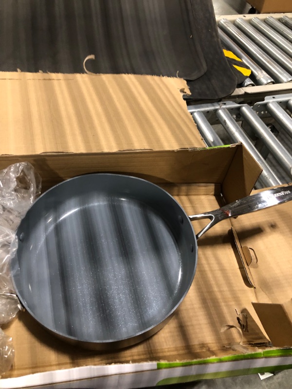 Photo 4 of *TOP NOT INCLUDED* GreenPan Valencia Pro Hard Anodized Healthy Ceramic Nonstick 4.5QT Saute Pan Jumbo Cooker with Lid, PFAS-Free, Induction, Dishwasher Safe, Oven Safe, Gray