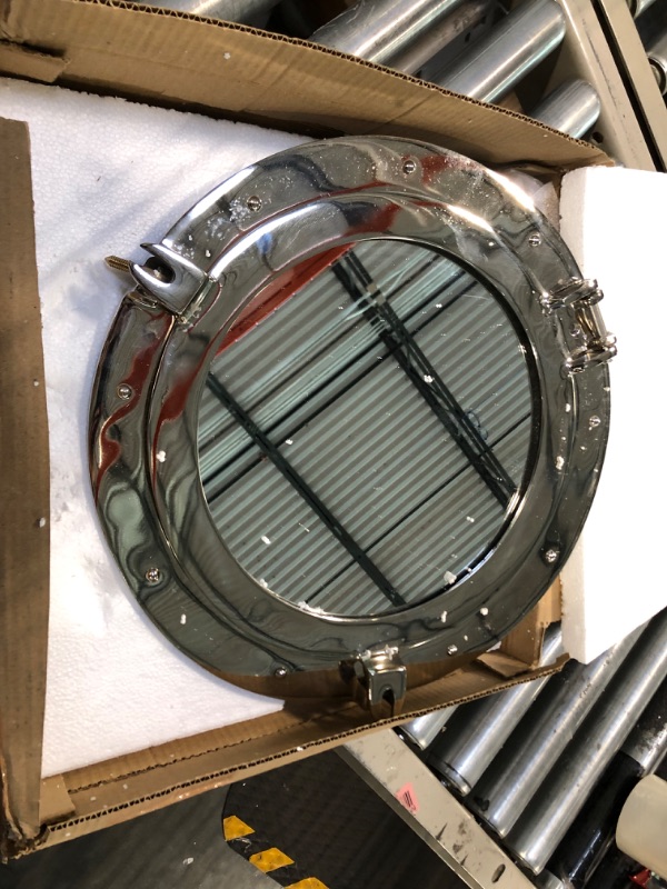 Photo 3 of 17" Chrome-Finished Aluminum Porthole Mirror for Nautical Ship Décor