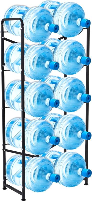 Photo 1 of 5 Gallon Water Bottle Holder Heavy Duty Water Cooler Jug Storage Rack 5 Tier Water Jug Rack Steel Water Bottle Organizer with 10 Slots for Home Office Water Jugs Organized Save Space