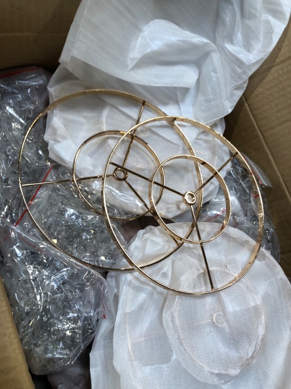 Photo 1 of 4 Pcs 21.3 inches Tall Crystal Flower Stand Wedding Road Lead Tall Flower Holders Centerpiece Crystal Flower Chandelier Metal Flower Vase for Reception Tables Wedding Supplies
