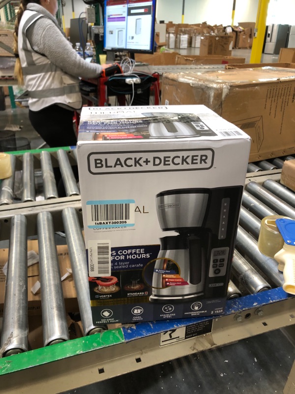 Photo 3 of BLACK+DECKER 12 Cup Thermal Programmable Coffee Maker with Brew Strength and VORTEX Technology, Black/Steel, CM2046S