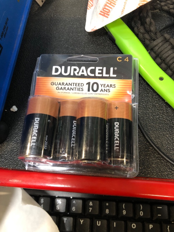 Photo 2 of Duracell Coppertop C Batteries, 4 Count Pack, C Battery with Long-lasting Power, All-Purpose Alkaline C Battery for Household and Office Devices