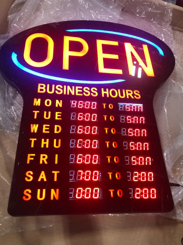 Photo 5 of Kanayu LED Business Open Sign Large Electronic Programmable Store Hours Sign , 23.6 x 16.7 x 0.8 inches, Red and Black