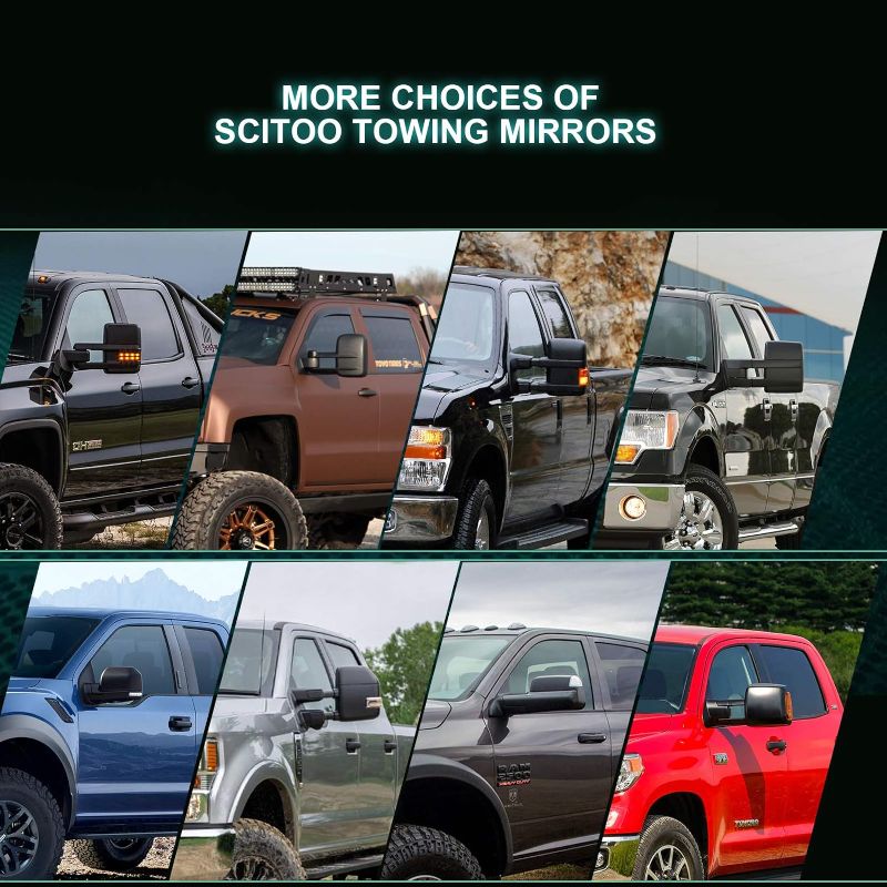 Photo 3 of SCITOO Towing Mirrors fit 1988-1998 for Chevy for GMC C/K 1500 2500 3500 1992-1999 for Chevy for GMC C/K 1500 2500 for Suburban Tahoe Yukon Black Caping Power LED Turn Signal Side Mirrors