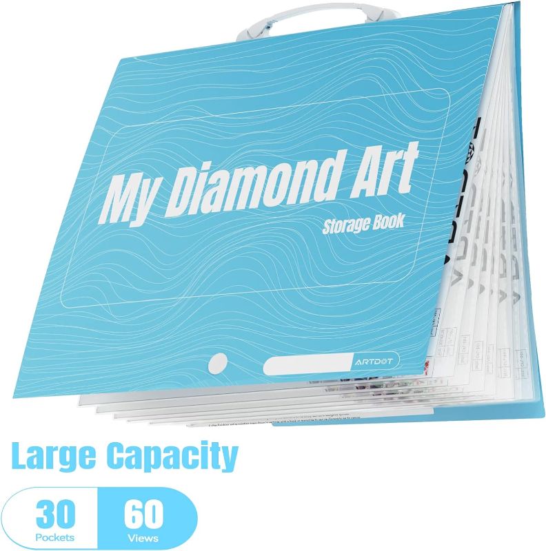 Photo 1 of ARTDOT A2 Storage Book for Diamond Painting Kits, Diamond Art Portfolio Folder with 30 Pocket Slevees Protectors (16.4x22inches)