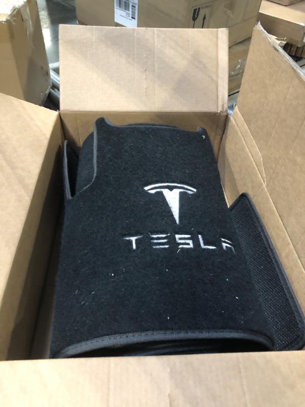 Photo 2 of Custom Fit for Tesla Model 3 Car Floor Mats Original Factory Design All-Black Carpet Tesla Logo Embroidery 3-L/W