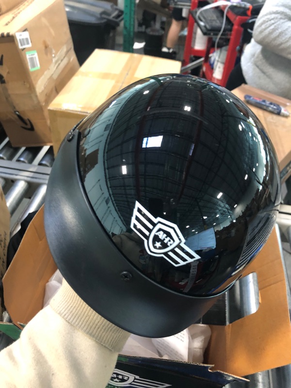 Photo 3 of AHR Half Face Motorcycle Helmet DOT Approved Half Helmet for Motorbike Cruiser Chopper, Run-C & Run-D, Matt Black or Patriotic Flag Gloss Black Small