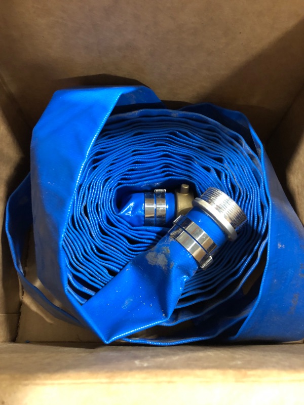 Photo 3 of 2" x 100? PVC Lay Flat Water Pump Discharge Hose With Aluminum Pin Lug Fittings, Heavy Duty Reinforced Pool Backwash Hose Assembly 2'' x 100 FT