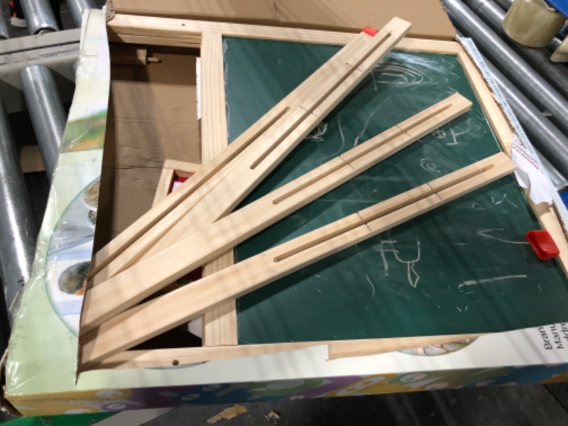 Photo 1 of Easel for Kids Including 100+ Accessories, Kids Easel Double Sided Wooden, White Board & Magnetic Drawing Board & Paper Roll, Height Adjustable Standing Art Easel for Kids 2-4 4-8 9-12