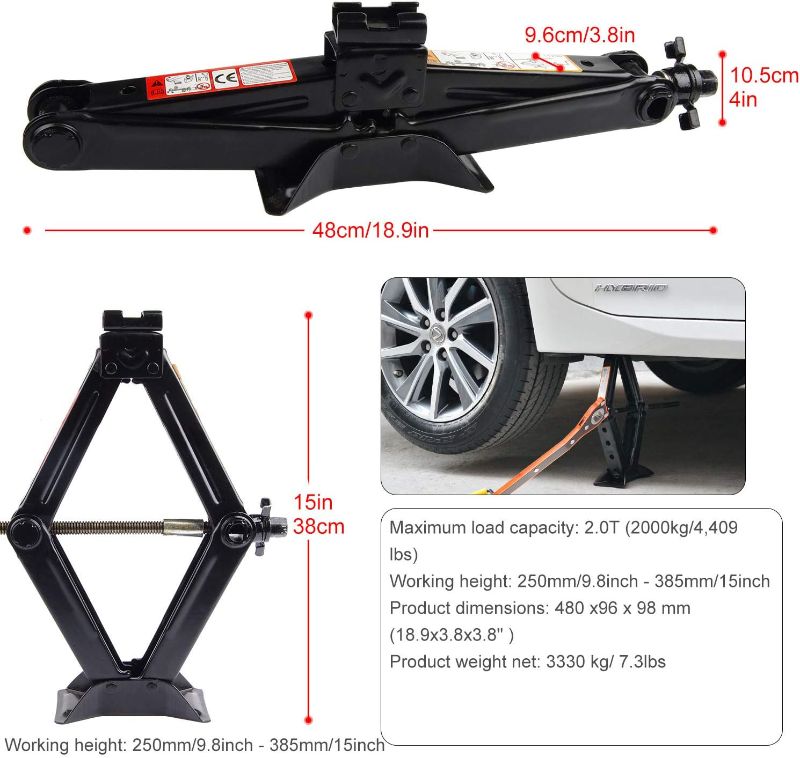 Photo 1 of CPROSP Scissor Jack Car for/SUV/MPV max 2 Tons(4,409 lbs) Capacity with Hand Crank Trolley Lifter with Ratchet, Just for Emergency Use, not for Weekly Projects