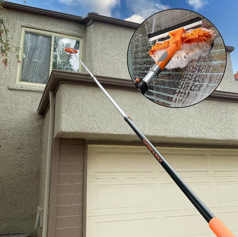 Photo 1 of 7-24ft Window Washing Kit (30+ Foot Reach) // Window Cleaning Tool & Window Washer Squeegee with Telescopic Extension Pole // Best Indoor Outdoor Equipment