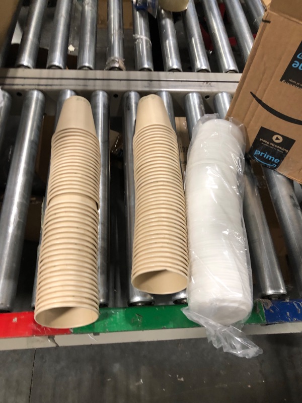 Photo 3 of 12oz Compostable Cups Made from Bamboo Fiber with Compostable Lids (80 Set)