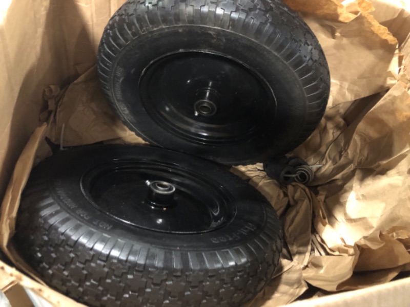 Photo 2 of 4.80/4.00-8" Flat Free Tire Wheelbarrow Tire with 3/4" & 5/8" Wheel Bearing 3" Hub 13"-16" Universal Fit Air Less Tire Solid Wheelbarrow Tire for Garden Cart Ribbed Tread Foamed 2pc
 
