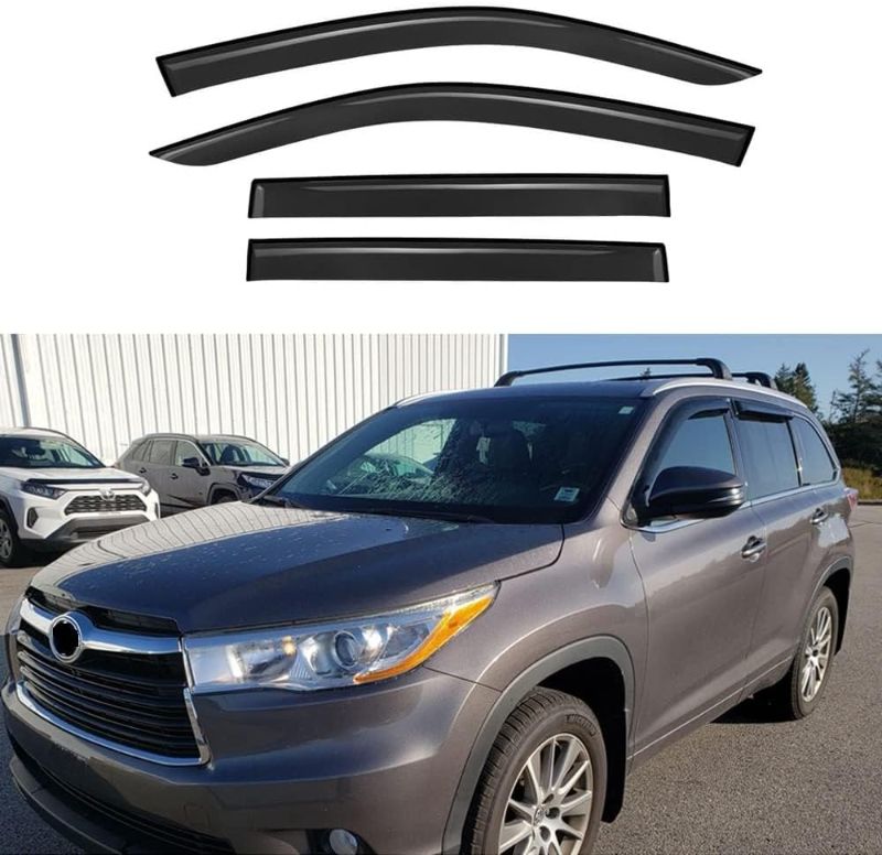 Photo 1 of Kucaruce 94427 Side Window Visor Wind Deflector fit for 2014-2019 Toyota Highlander,4pcs Outside Mount Style Tape-On Nice Shade Sun Rain Guards Set