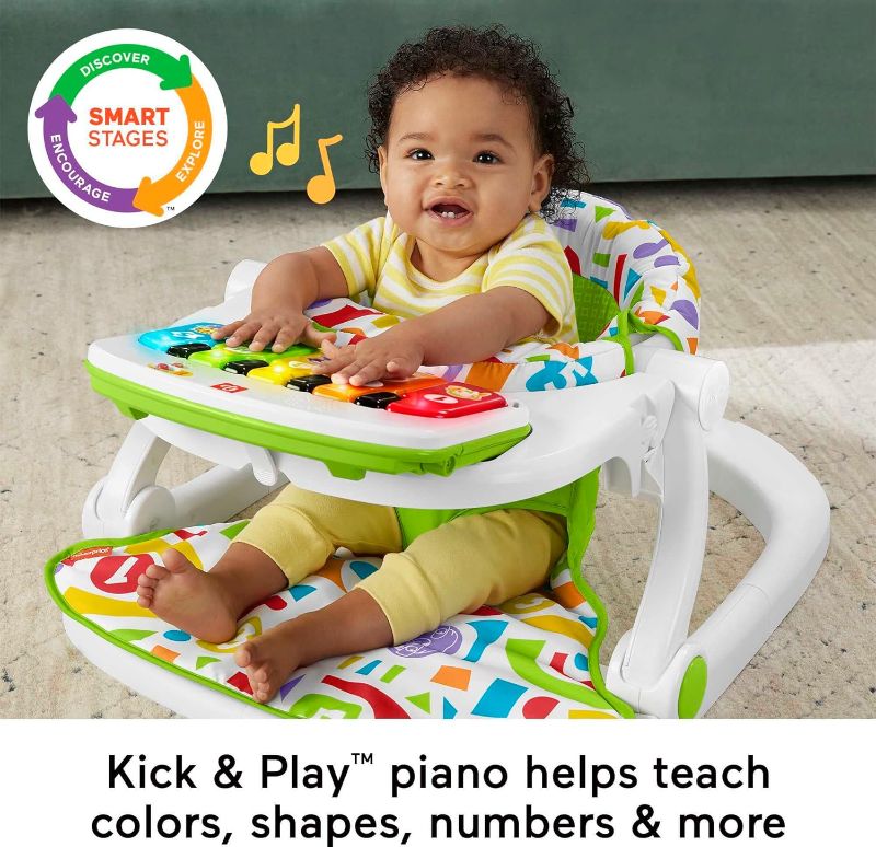 Photo 1 of Fisher-Price Portable Baby Chair, Deluxe Sit-Me-Up Seat with Kick & Play Piano Learning-Toy and Snack Tray for Babies and Toddlers