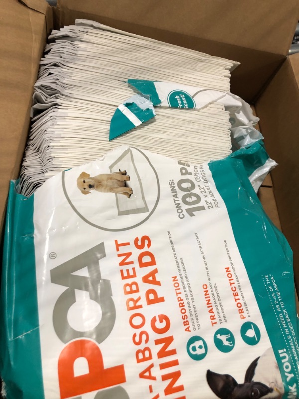 Photo 1 of ASPCA AS62930 Dog Training Pads, Pack of 100, Gray, 22" x 22" - Pack of 100 22" x 22" - Pack of 100 Fresh Scent