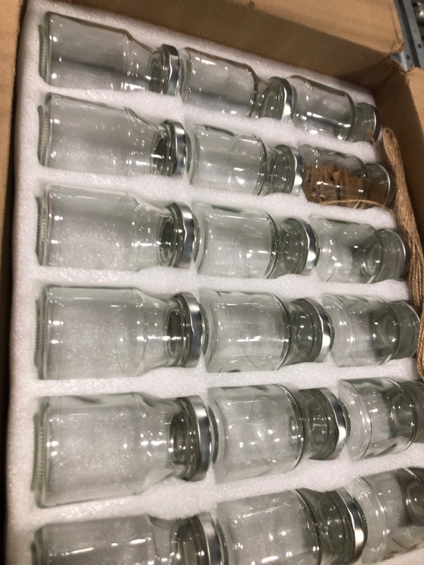 Photo 5 of Accguan 6oz Glass Milk Bottles,Small Juice Bottles with Silver Caps,Jute Twine & Tag, Glass Yogert Jars Clear Glass Jars for Cake,Milk,Honey,Jam,Jelly,Spice,Wedding Favors,Shower Favors (36 Pack)