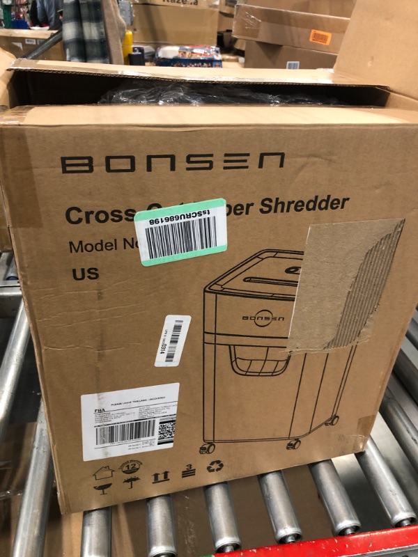 Photo 2 of BONSEN 15-Sheet Heavy Duty Paper Shredder for Office, 30-Minute Running Time Cross-Cut Shredder with 5.3-Gallon Pull Out Basket, Anti-Jam & Quiet Shredder for Home Office (S3102) 15-Sheet Cross-Cut