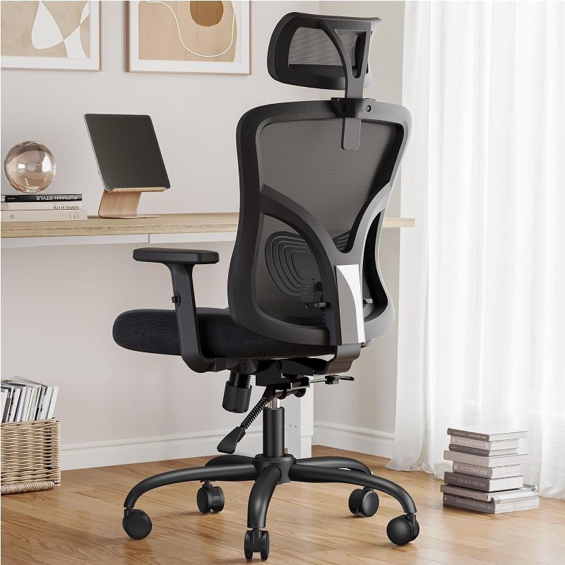 Photo 1 of NOBLEWELL Ergonomic Office Chair, Desk Chair with 2'' Adjustable Lumbar Support, Headrest, 2D Armrest, Office Chair Backrest 135° Freely Locking and Rocking, Computer Chair for Home Office
