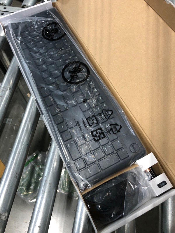 Photo 3 of Dell Wireless Keyboard and Mouse - KM3322W, Wireless - 2.4GHz, Optical LED Sensor, Mechanical Scroll, Anti-Fade Plunger Keys, 6 Multimedia Keys, Tilt Leg - Black