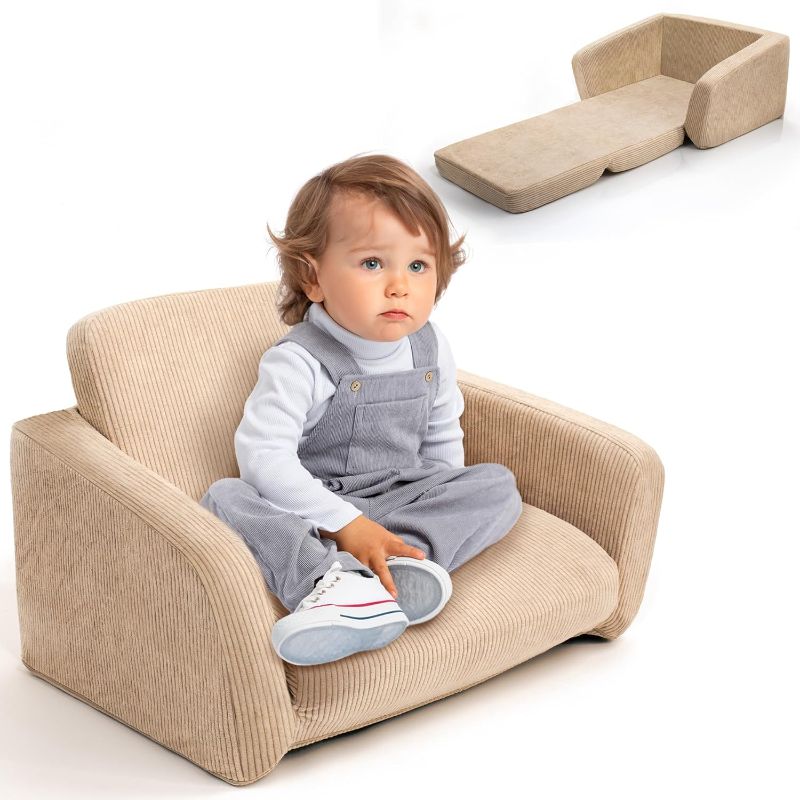 Photo 1 of ZICOTO Comfy Kids Chair for Toddler - Convertible 2 in 1 Lounger Easily Unfolds Into a Super Soft Couch to Sleep On - Modern Fold Out Sofa for Babies Fits Nicely with Any Decor
