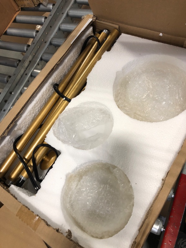 Photo 1 of 3 Globe Mid Century Modern Floor Lamp for Living Room, Contemporary Gold Floor Lamp with Frosted Glass Shade and Bulbs Included, LED Standing Tall Pole Lamp for Bedrooms, Office - Antique Brass 3 Globe Frosted Glass Gold