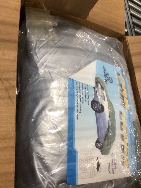 Photo 1 of 2 Pcs Full Car Cover Waterproof Most Weather for Automobiles, Sun Outdoor Full Cover Rain UV Protection with Cotton, Fit for Sedan, 186-193 Inch