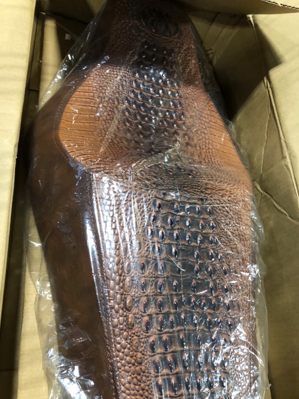 Photo 4 of DREAMIZER Motorcycle Driver Passenger Seat 2 Up Compatible with Sportster Iron 883 1200 Chopper Bobber Cafe Racer Custom - Brown?Crocodile