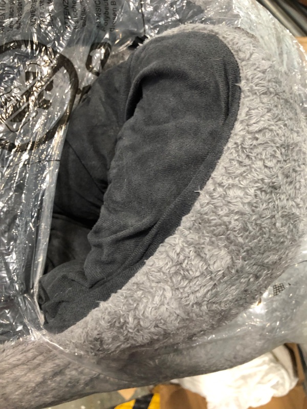 Photo 1 of Jiupety Bagel Dog Bed for Small Dogs,Calming Washable Puppy Cat Bed Indoor,Cozy Anti-Anxiety Round Dount Pets Beds Grey S(27"x18") Grey