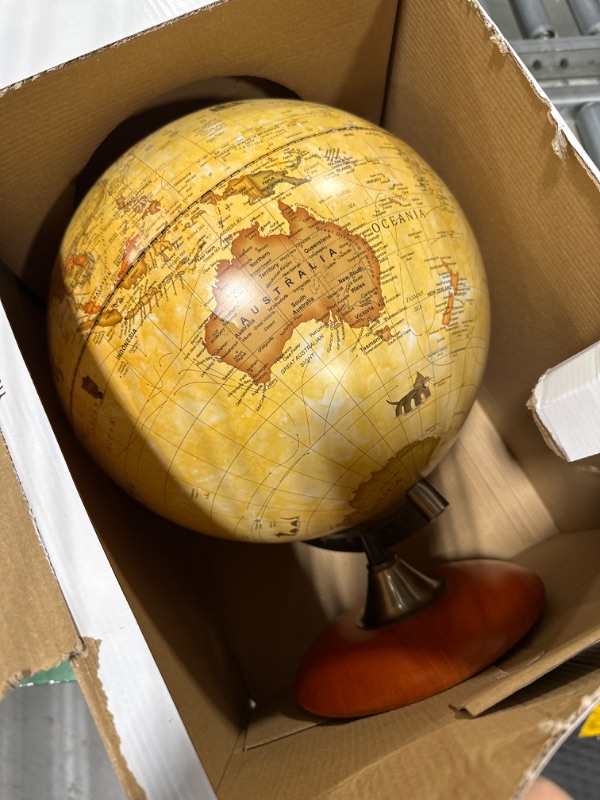 Photo 1 of Exerz 12" Antique Globe With a Wood Base - Rotating World Globe Vintage Decorative 12 inch (30cm) Diametre