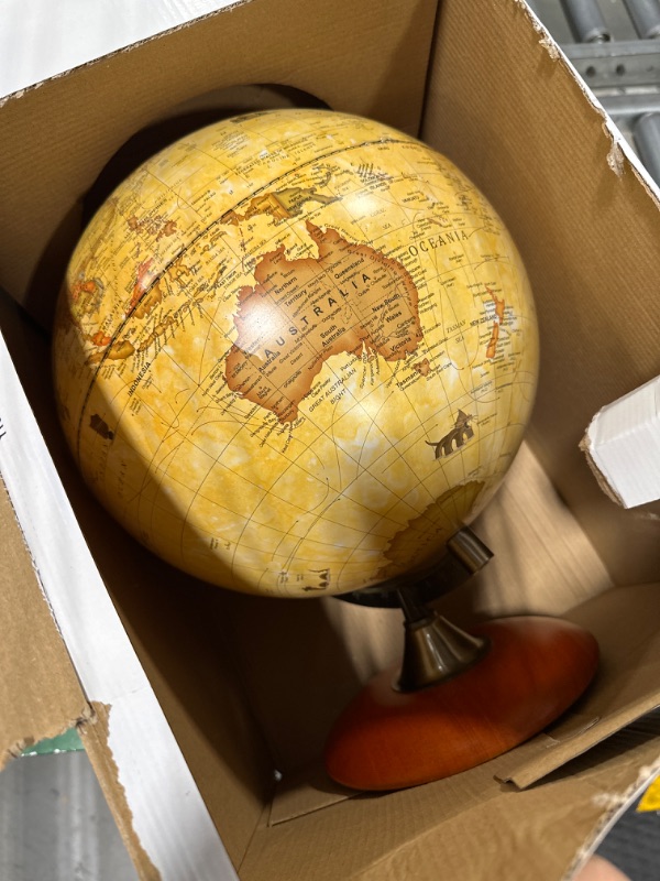 Photo 3 of Exerz 12" Antique Globe With a Wood Base - Rotating World Globe Vintage Decorative 12 inch (30cm) Diametre