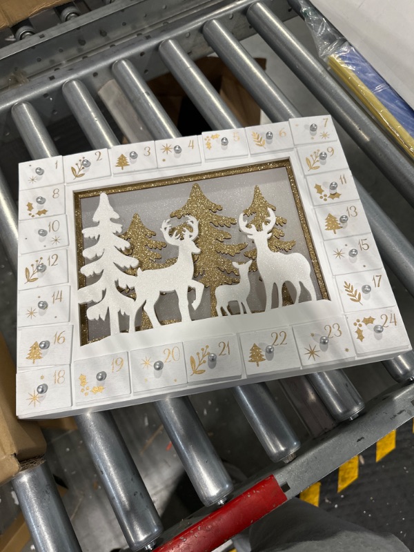 Photo 1 of Zcaukya Christmas Advent Calendar, Pre-lit LED Wooden Reindeer Christmas Advent Calendar with 24 Drawers, 24 Days Christmas Countdown Calendar Reindeer Wooden