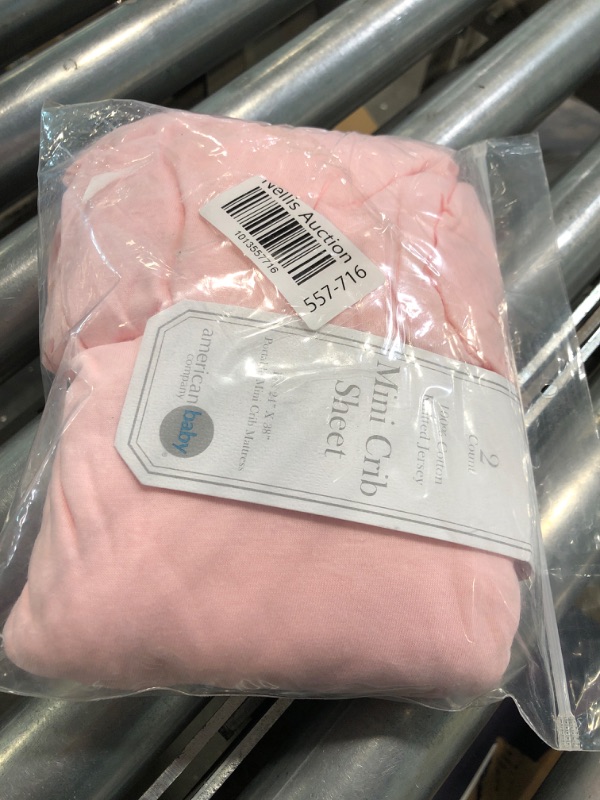 Photo 1 of American Baby Co. Cotton Jersey Knit Fitted Portable/MiniCrib Sheet, Pink 2pk