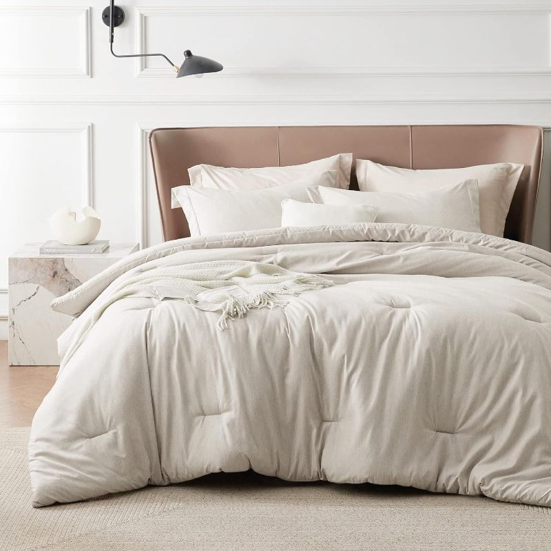 Photo 1 of *Similar Item* Comforter Set  - Beige Comforter, Soft Bedding for All Seasons, Cationic Dyed Bedding Set, 3 Pieces, 1 Comforter and 2 Pillow Shams